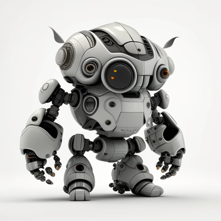 3d rendering of a robot on a white background with clipping pathの素材
