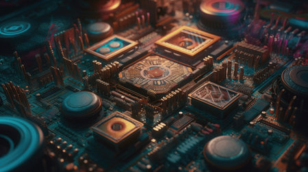 3D Circuit Abstract Background Patternの素材