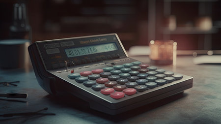 Calculator illustration on the tableの素材