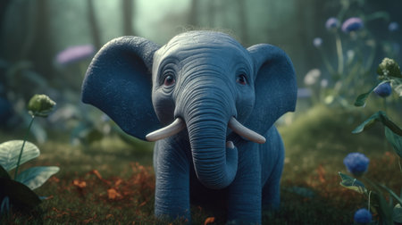 3d elephant cartoon illustrationの素材