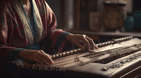 Illustration of a young woman making craftsの素材