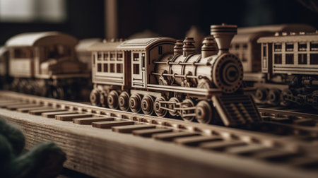 Unique wooden toy train illustrationの素材