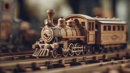 Unique wooden toy train illustrationの素材