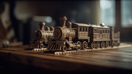 Unique wooden toy train illustrationの素材