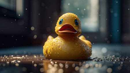 Illustration of cute and relaxing duck toysの素材