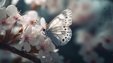Illustration of a butterfly perched on a beautiful flower, beautifulの素材