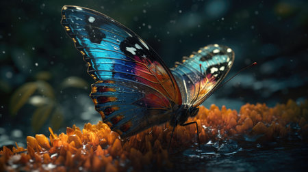Illustration of butterflies with beautiful background, beautiful landscapeの素材