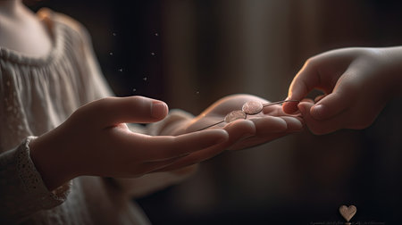 Mother and child hand illustrationの素材