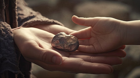 Mother and child hand illustrationの素材