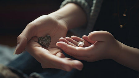 Mother and child hand illustrationの素材