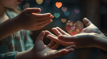 Mother and child hand illustrationの素材