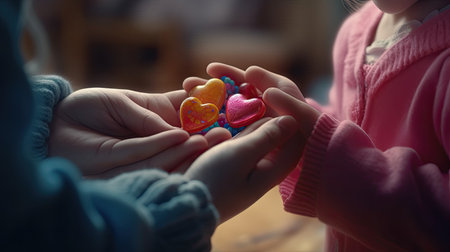 Mother and child hand illustrationの素材