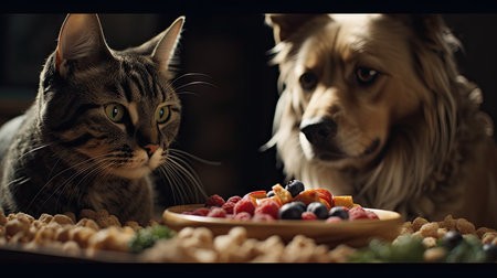 Illustration of the togetherness of dogs and catsの素材