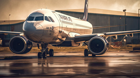 Airplane at Barcelona airportの素材