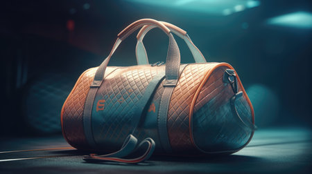 Luxury leather handbag on a dark background. 3d renderingの素材