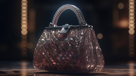 Luxury women's handbag on a dark background. 3d renderingの素材
