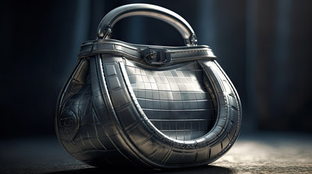Elegant silver clutch on a dark background. 3d renderingの素材