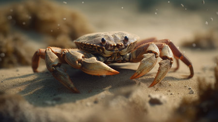 Illustration of a running sea crab, at sandの素材