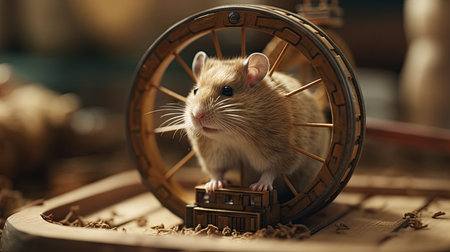 a hamster running in its wheel, adorableの素材