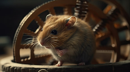 a hamster running in its wheel, adorableの素材