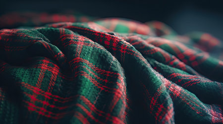 A red and green plaid blanket, ilustrationの素材