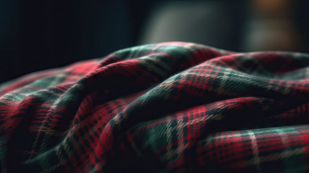 A red and green plaid blanket, ilustrationの素材