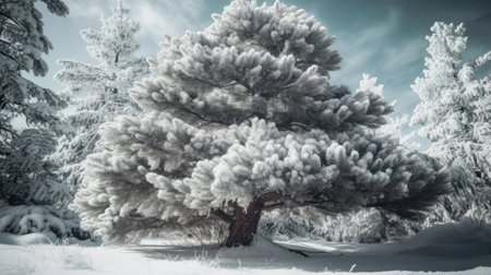 A snow covered pine tree, ilustrationの素材