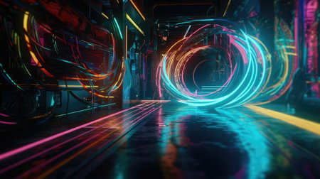 Very unique colorful and 3-dimensional abstract hole illustration, uniqueの素材
