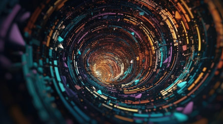 Very unique colorful and 3-dimensional abstract hole illustration, uniqueの素材