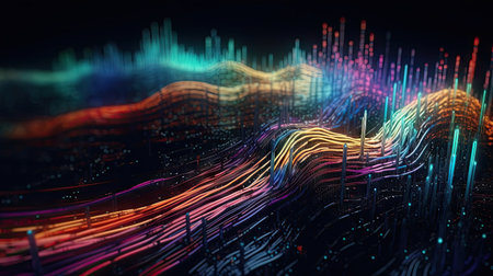 Very unique colorful and 3-dimensional abstract neon illustration, uniqueの素材