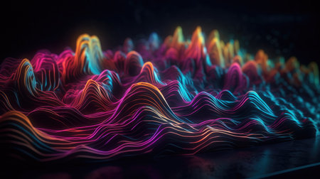 Very unique colorful and 3-dimensional abstract neon illustration, uniqueの素材