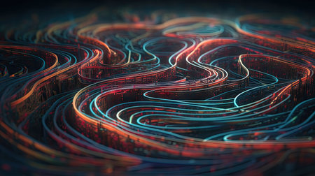 Very unique colorful and 3-dimensional abstract neon illustration, uniqueの素材