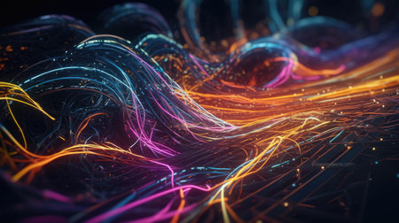 Very unique colorful and 3-dimensional abstract neon illustration, uniqueの素材