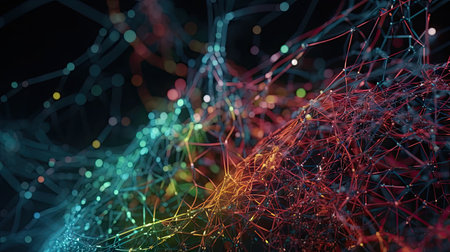 Very unique colorful and 3-dimensional abstract neon illustration, uniqueの素材