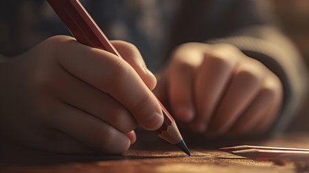 Realistic 3D illustration of hand holding pencil, realisticの素材