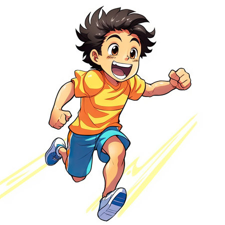 Illustration of children playing together outdoors, cartoonの素材