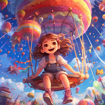 Illustration of children playing together outdoors, cartoonの素材