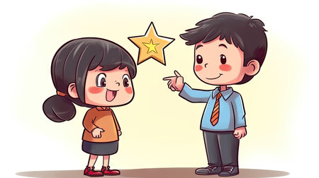Illustration of a child cartoon with a happy expression, cartoonの素材