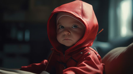 Illustration of a hero character with a baby and child appearance, marvelsの素材