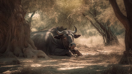 Illustration of Buffalo in the Wildの素材