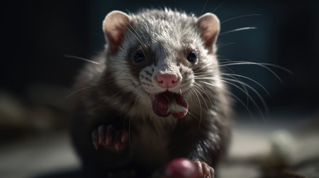 portrait of a ferret on a dark background close-upの素材
