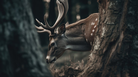 Beautiful deer in the forest. Selective focus. Toned.の素材