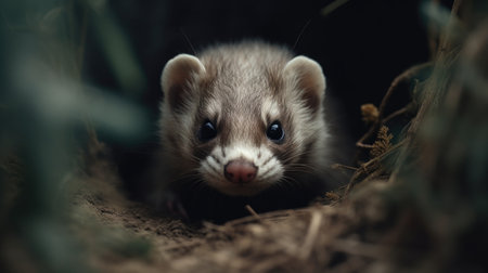 Polecat (Mustela puttanescens) close upの素材