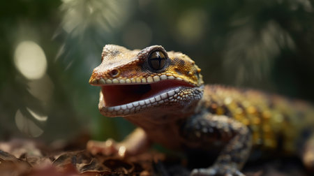 Closeup of a leopard gecko (hemidactylus)の素材