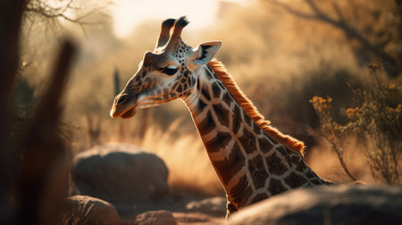 Giraffe in the Okavango Delta - Moremi National Park in Botswanaの素材