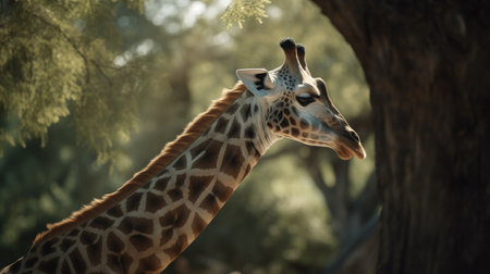 Giraffe in the wild, Giraffa camelopardalisの素材