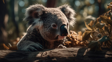 Koala bear in the forest. Australian native animal. Wildlife scene.の素材