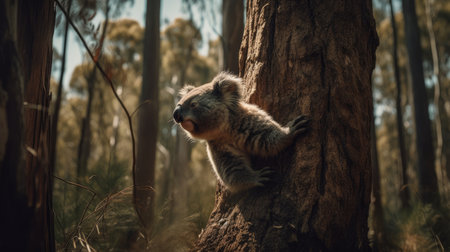 Koala in eucalyptus forest, Tasmania, Australiaの素材