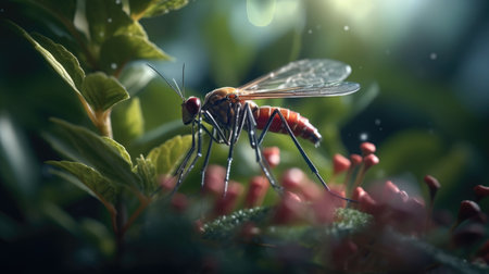 Dragonfly on a flower in the garden. Macro photography of insect.の素材