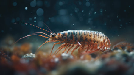 Lobster in the water. Shrimp in the aquarium.の素材